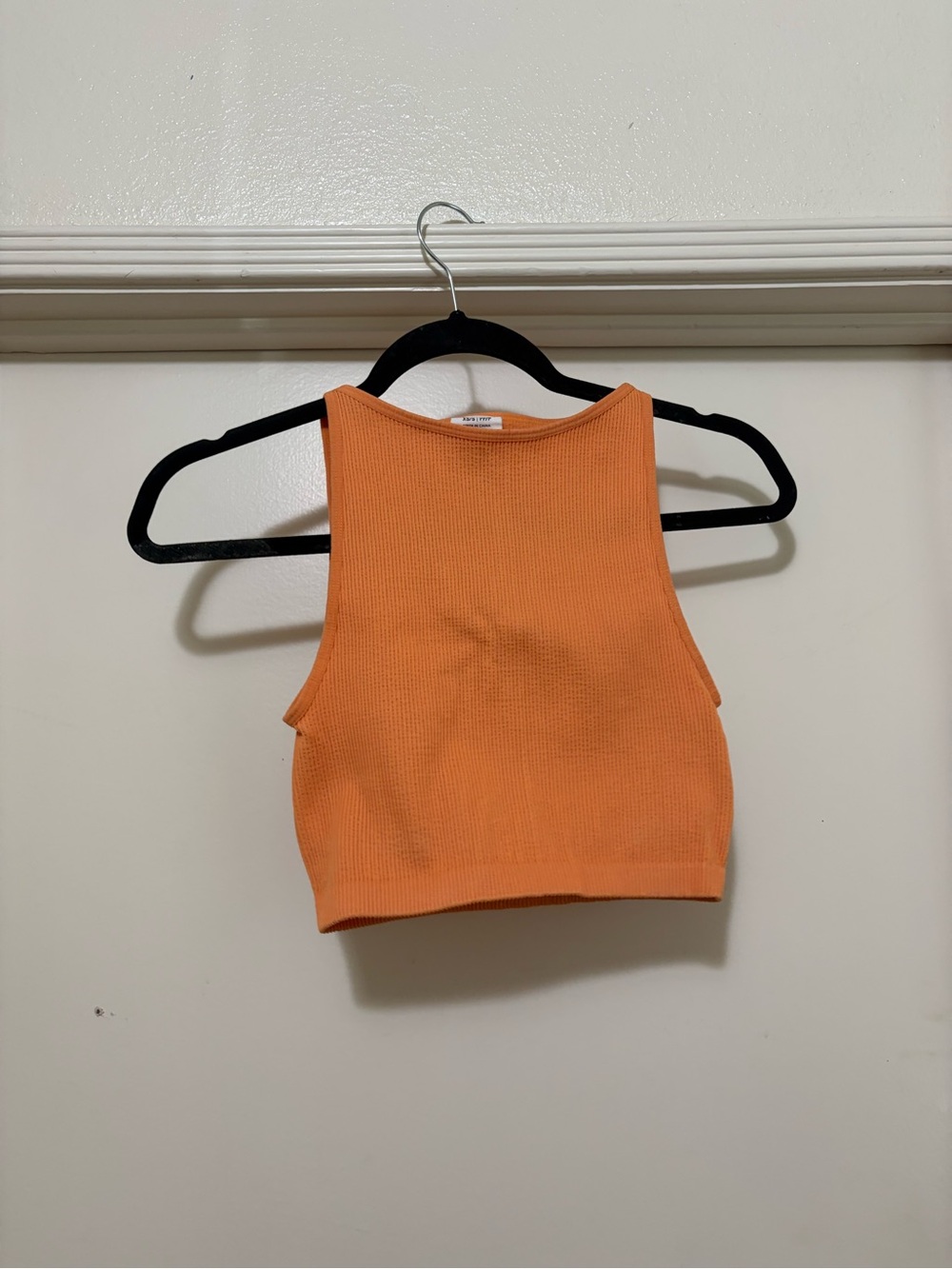 COTTON ON ORANGE RIBBED HIGH NECK CROP TANK XS/S